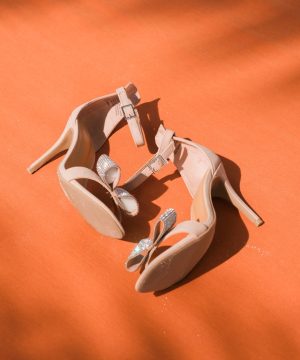 gray leather peep toe sandals