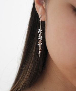 a woman's ear with a necklace